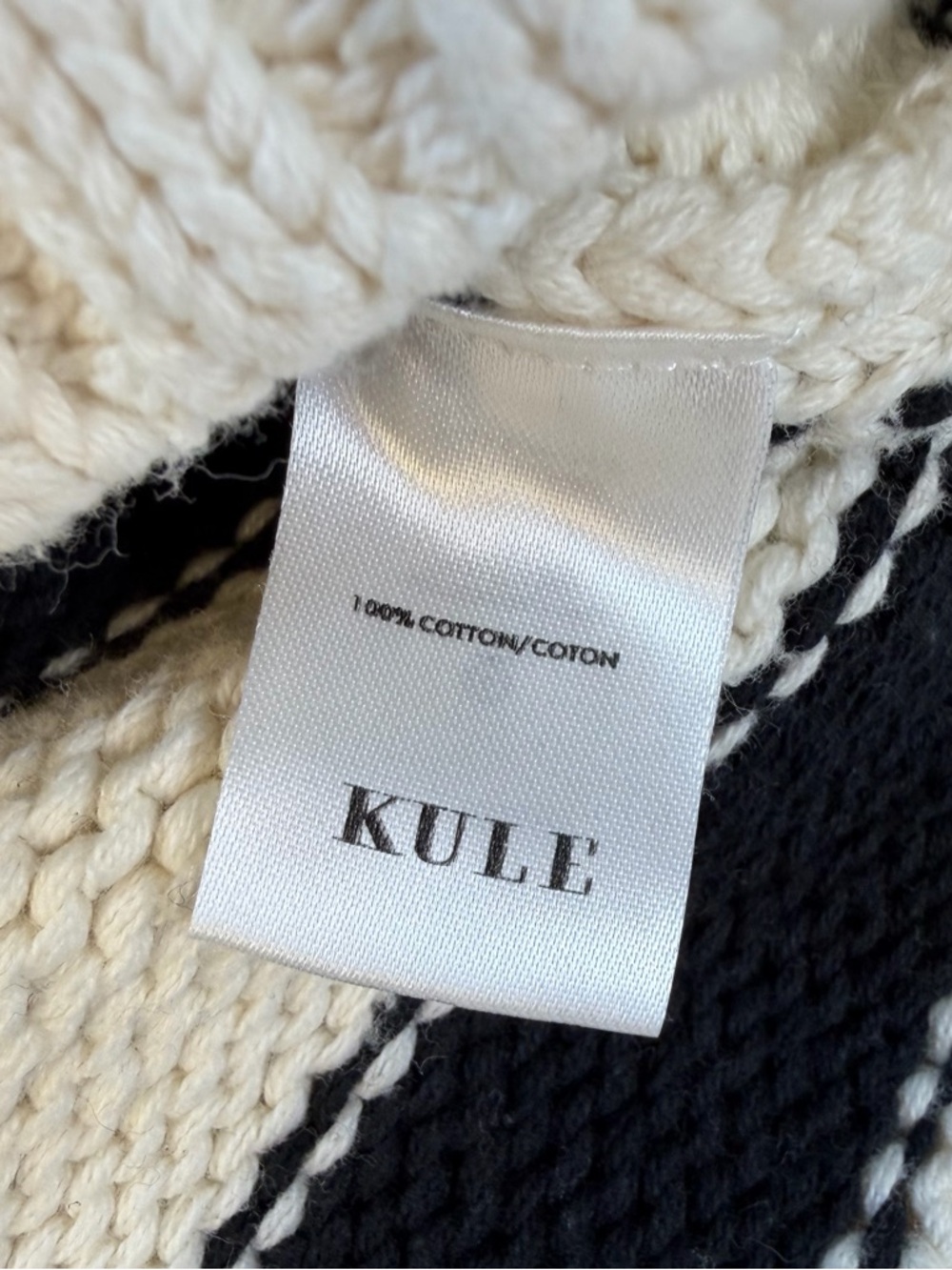 Kule The Matey Black & Cream Striped Cotton Knit Sweater Small EUC - Picture 7 of 12